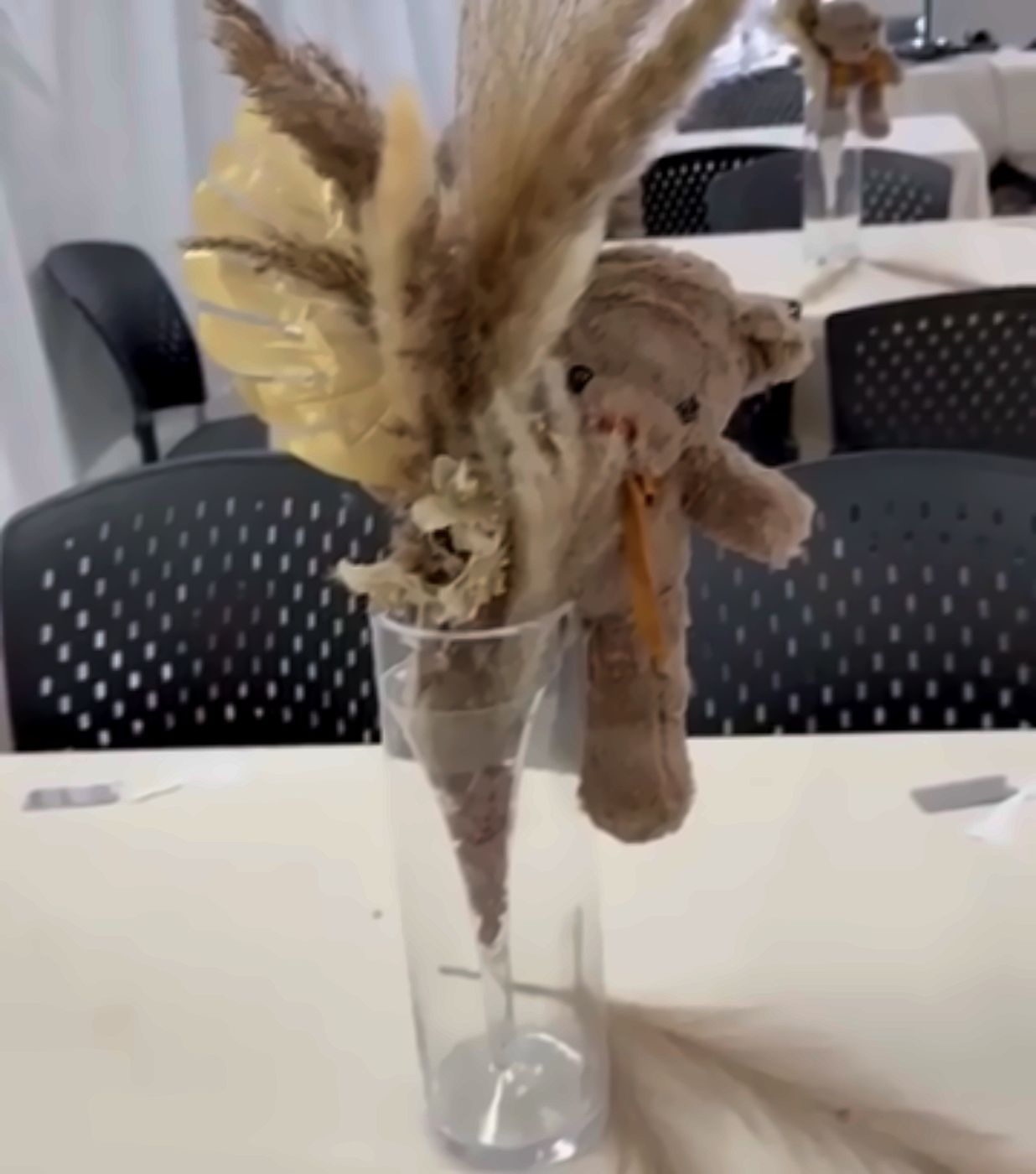 Centre de table pampas et ourson